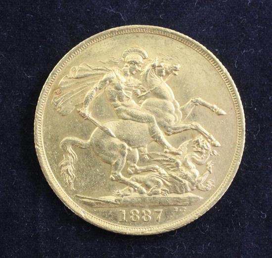 A Victoria Jubilee gold two pounds, 1887,